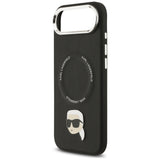 Husa pentru iPhone 17 Air, Karl Lagerfeld Leather Karl Pin MagSafe (KLHMP17MPSMLRKLK), negru