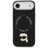 Husa pentru iPhone 17 Air, Karl Lagerfeld Leather Karl Pin MagSafe (KLHMP17MPSMLRKLK), negru