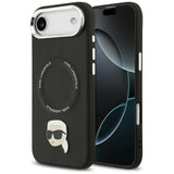 Husa pentru iPhone 17 Air, Karl Lagerfeld Leather Karl Pin MagSafe (KLHMP17MPSMLRKLK), negru
