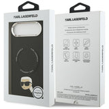 Husa pentru iPhone 17 Air, Karl Lagerfeld Leather Karl Pin MagSafe (KLHMP17MPSMLRKLK), negru