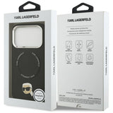 Husa pentru iPhone 17 Pro Max, Karl Lagerfeld Leather Karl Pin MagSafe (KLHMP17XPSMLRKLK), negru