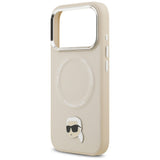 Husa pentru iPhone 17 Pro Max, Karl Lagerfeld Leather Karl Pin MagSafe (KLHMP17XPSMLRKLE), maro