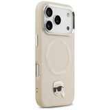 Husa pentru iPhone 17 Pro Max, Karl Lagerfeld Leather Karl Pin MagSafe (KLHMP17XPSMLRKLE), maro