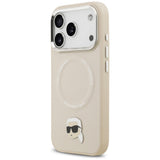 Husa pentru iPhone 17 Pro Max, Karl Lagerfeld Leather Karl Pin MagSafe (KLHMP17XPSMLRKLE), maro