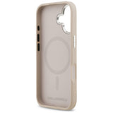 Husa pentru iPhone 17, Karl Lagerfeld Leather Choupette Pin MagSafe (KLHMP17SPSMLRCHP), roz