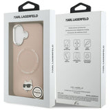 Husa pentru iPhone 17, Karl Lagerfeld Leather Choupette Pin MagSafe (KLHMP17SPSMLRCHP), roz