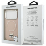 Husa pentru iPhone 17 Pro Max, Karl Lagerfeld Leather Choupette Pin MagSafe (KLHMP17XPSMLRCHP), roz
