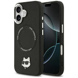 Husa pentru iPhone 17, Karl Lagerfeld Leather Choupette Pin MagSafe (KLHMP17SPSMLRCHK), negru