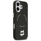 Husa pentru iPhone 17, Karl Lagerfeld Leather Choupette Pin MagSafe (KLHMP17SPSMLRCHK), negru