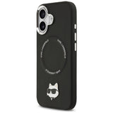 Husa pentru iPhone 17, Karl Lagerfeld Leather Choupette Pin MagSafe (KLHMP17SPSMLRCHK), negru