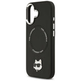 Husa pentru iPhone 17, Karl Lagerfeld Leather Choupette Pin MagSafe (KLHMP17SPSMLRCHK), negru