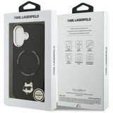 Husa pentru iPhone 17, Karl Lagerfeld Leather Choupette Pin MagSafe (KLHMP17SPSMLRCHK), negru