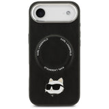 Husa pentru iPhone 17 Air, Karl Lagerfeld Leather Choupette Pin MagSafe (KLHMP17MPSMLRCHK), negru