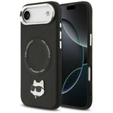Husa pentru iPhone 17 Air, Karl Lagerfeld Leather Choupette Pin MagSafe (KLHMP17MPSMLRCHK), negru