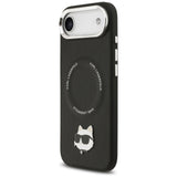 Husa pentru iPhone 17 Air, Karl Lagerfeld Leather Choupette Pin MagSafe (KLHMP17MPSMLRCHK), negru