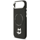 Husa pentru iPhone 17 Air, Karl Lagerfeld Leather Choupette Pin MagSafe (KLHMP17MPSMLRCHK), negru