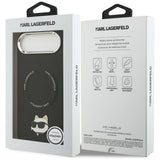 Husa pentru iPhone 17 Air, Karl Lagerfeld Leather Choupette Pin MagSafe (KLHMP17MPSMLRCHK), negru
