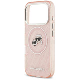Husa pentru iPhone 17 Pro, Karl Lagerfeld IML Glitter K&C Heads Logo MagSafe (KLHMP17LHMKBKCHOP), roz