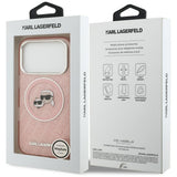 Husa pentru iPhone 17 Pro, Karl Lagerfeld IML Glitter K&C Heads Logo MagSafe (KLHMP17LHMKBKCHOP), roz