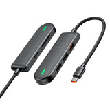 Hub USB Mcdodo Hub Star Series (HU-1430), 5in1, 2x USB2.0, USB3.0, SD/TF Card Slot, 5Gbps, ABS+Nylon, Type-C Cable, 15cm, negru