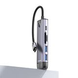 Hub USB Mcdodo Hub (HU-7740), 6in1, 2x USB3.0, Type-C PD100W, HDMI 4K, SD/TF Card Slot, 5Gbps, 2TB, Type-C Cable, gri