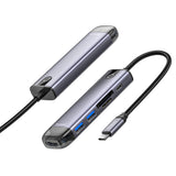 Hub USB Mcdodo Hub (HU-7740), 6in1, 2x USB3.0, Type-C PD100W, HDMI 4K, SD/TF Card Slot, 5Gbps, 2TB, Type-C Cable, gri
