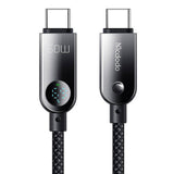 Cablu Mcdodo de date (CA-4780), Type-C to Type-C, PD60W, cu Integrat Afisaj LED, ABS + Nylon, 1.2m, negru