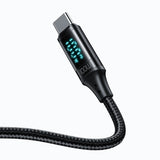 Cablu Mcdodo de date (CA-1100), Type-C to Type-C, cu Afisaj digital, Nylon Braided, Aliaj aluminiu, 100W, 1.2m, negru