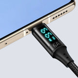 Cablu Mcdodo de date (CA-1080), USB 2.0 to Type-C, cu Afisaj digital, Nylon Braided, Aliaj aluminiu, 6A, 1.2m, negru