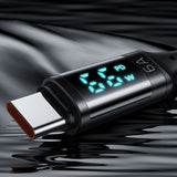 Cablu Mcdodo de date (CA-1080), USB 2.0 to Type-C, cu Afisaj digital, Nylon Braided, Aliaj aluminiu, 6A, 1.2m, negru