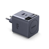 Incarcator retea UGREEN X615 (65825), USB, 2x Type-C, GaN, Incarcare rapida, 65W, cu Retractabil Cable, gri