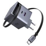 Incarcator retea UGREEN X615 (65825), USB, 2x Type-C, GaN, Incarcare rapida, 65W, cu Retractabil Cable, gri