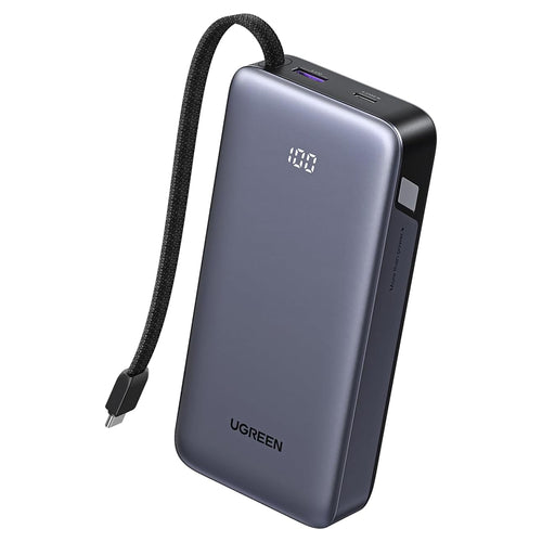 Baterie externa UGREEN Nexode PB536 (55988B), Incarcare rapida, Afisaj digital, USB, Type-C, USB-C Cable, 45W, 20000mAh, gri
