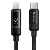 Cablu Mcdodo de date BAT Series (CA-5210), USB-C to Lightning, 36W, Afisaj digital, 1.2m, negru