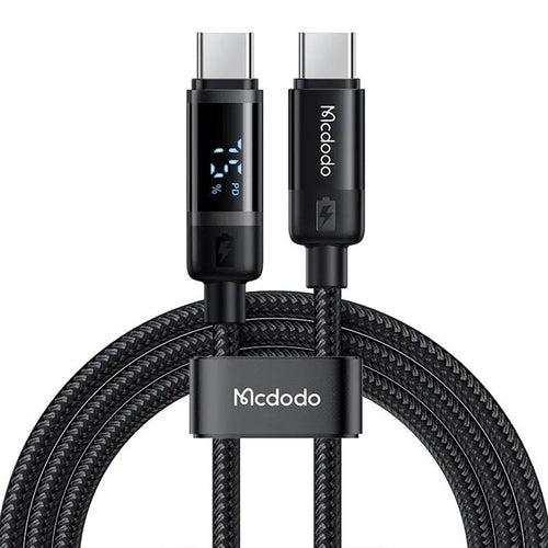 Cablu Mcdodo de date BAT Series (CA-5780), USB-C to USB-C, 60W, Afisaj digital, 1.2m, negru