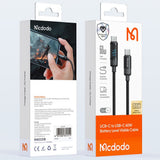 Cablu Mcdodo de date BAT Series (CA-5780), USB-C to USB-C, 60W, Afisaj digital, 1.2m, negru