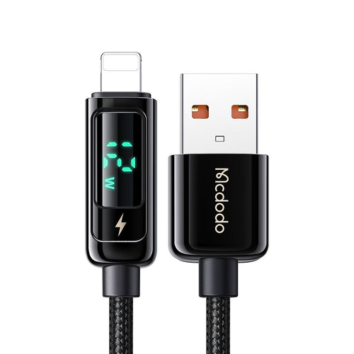 Cablu Mcdodo de date (CA-9940), USB-A to Lightning, 3A, Afisaj digital, 1.2m, negru