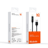 Cablu Mcdodo de date (CA-9940), USB-A to Lightning, 3A, Afisaj digital, 1.2m, negru