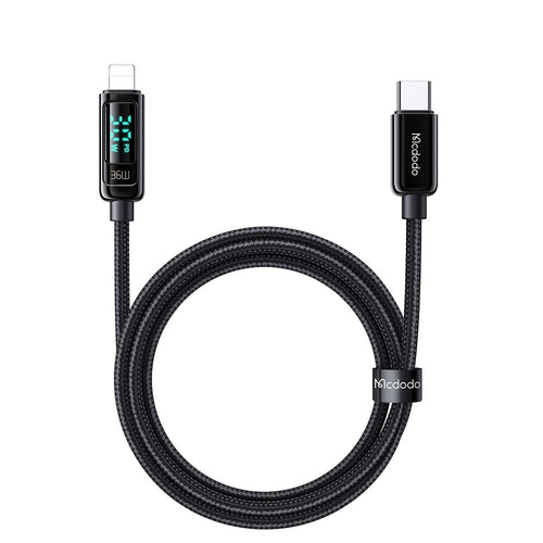 Cablu Mcdodo de date (CA-8810), USB-C to Lightning, 36W, Afisaj digital, 1.2m, negru