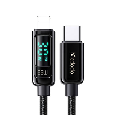 Cablu Mcdodo de date (CA-8810), USB-C to Lightning, 36W, Afisaj digital, 1.2m, negru