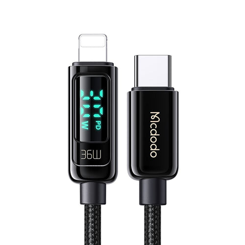 Cablu Mcdodo de date (CA-8810), USB-C to Lightning, 36W, Afisaj digital, 1.2m, negru