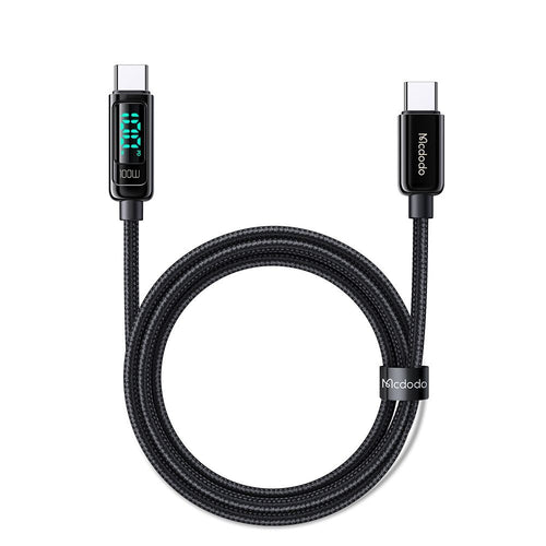 Cablu Mcdodo de date (CA-8820), USB-C to USB-C, 100W, Afisaj digital, 1.2m, negru
