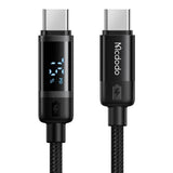Cablu Mcdodo de date BAT Series (CA-5780), USB-C to USB-C, 60W, Afisaj digital, 1.2m, negru
