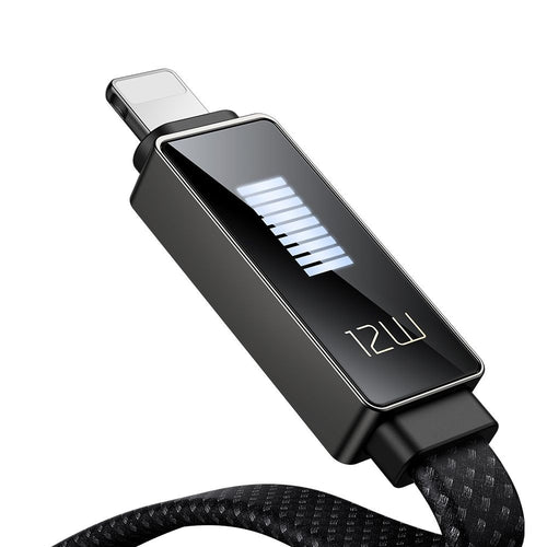 Cablu Mcdodo de date Rythm Series (CA-4970), USB-A to Lightning, 3A, Afisaj LED, 1.2m, negru