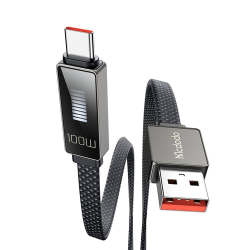 Cablu Mcdodo de date Rythm Series (CA-4980), USB-A to Type-C, 6A, Afisaj LED, Incarcare rapida, 1.2m, negru