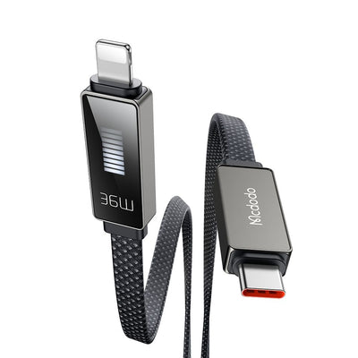 Cablu Mcdodo de date Rythm Series (CA-4960), Type-C to Lightning, 36W, Afisaj LED, Incarcare rapida, 1.2m, negru