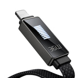 Cablu Mcdodo de date Rythm Series (CA-4960), Type-C to Lightning, 36W, Afisaj LED, Incarcare rapida, 1.2m, negru
