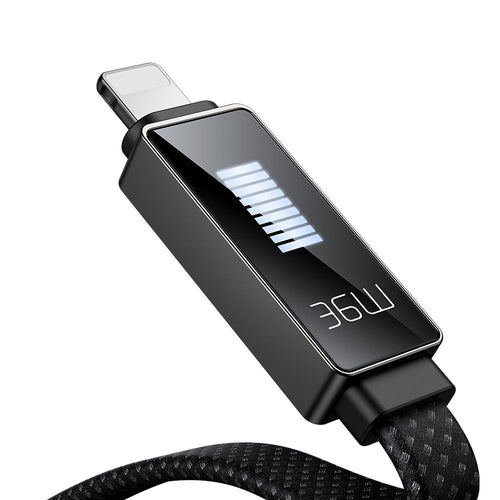 Cablu Mcdodo de date Rythm Series (CA-4960), Type-C to Lightning, 36W, Afisaj LED, Incarcare rapida, 1.2m, negru