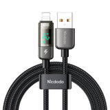 Cablu Mcdodo de date (CA-3620), USB-A to Lightning, 3A, Afisaj digital, Auto Power Off, Transparent Design, 1.2m, negru
