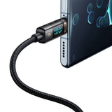Cablu Mcdodo de date (CA-3630), Type-C to USB-A, 6A Afisaj digital, Auto Power Off, Transparent Design, 1.2m, negru